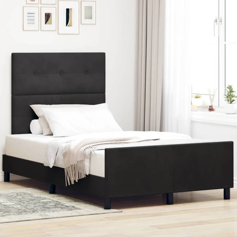 vidaXL Boxspring seng med hovedgærde 120 x 190 cm sort fløjl