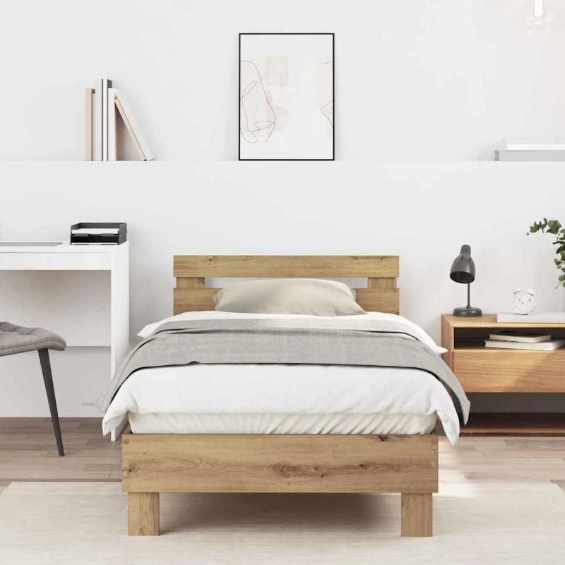 vidaXL Sengestel Artisan Egetræ 203 x 95 x 70 cm