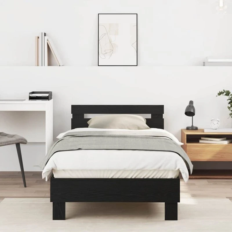 vidaXL Sengestel i sort eg 203 x 95 x 70 cm, konstrueret træ