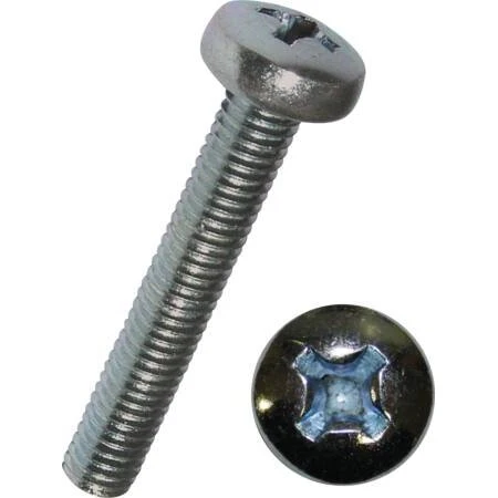 Standard M3x6 mm maskinskrue DIN 7985 PH1 elforzinket