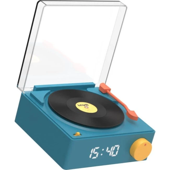 Mobility On Board MOB Vinyl-højttaler med ur – Retro blå