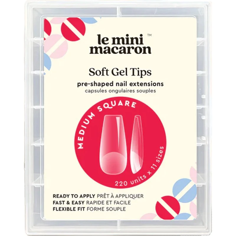 Le Mini Macaron Soft Gel Tips Medium Square 220 stk