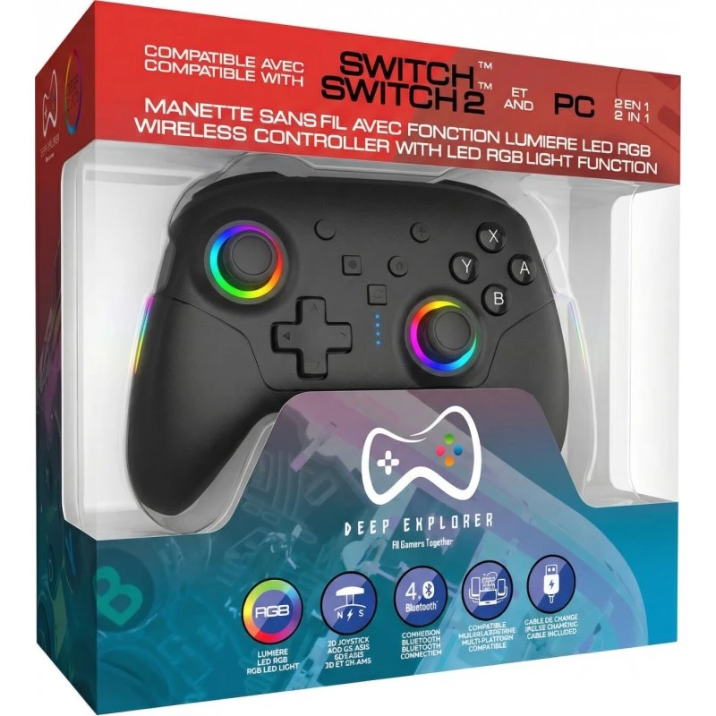 Deep Explorer SW2 RGB Wireless Pro Controller til PS4/PS3/PC