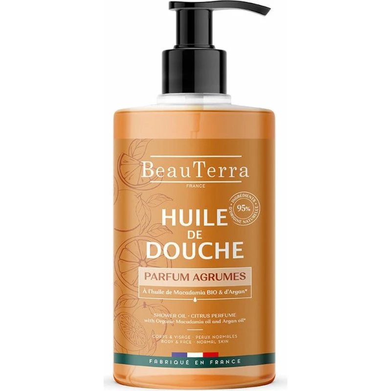 Beauterra Bruseolie Citrus 750 ml med doseringspumpe