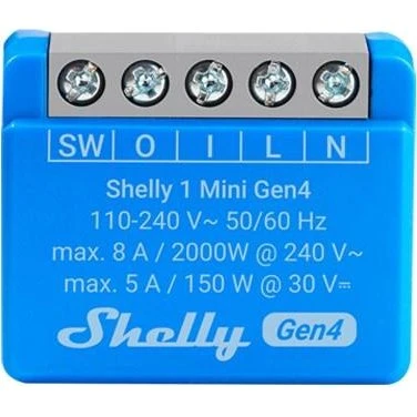 Shelly 1 Mini Gen4 smart switch, blå 2-pak