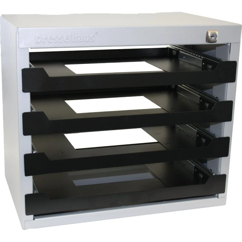 Sortimentsboks tom til 4 kasser – låsbar og væghængt