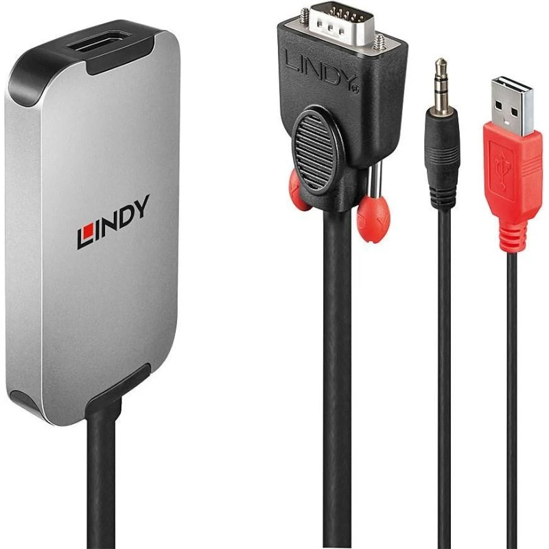 LINDY VGA til DisplayPort 1.2 konverter, 18 cm