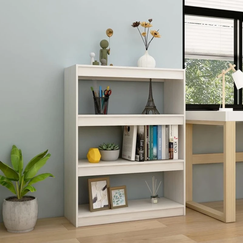vidaXL bogreol rumdeler 100x30x103 cm massivt fyrretræ hvid