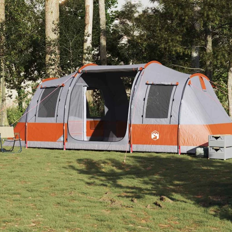 vidaXL 4-personers vandtæt campingtelt grå/orange