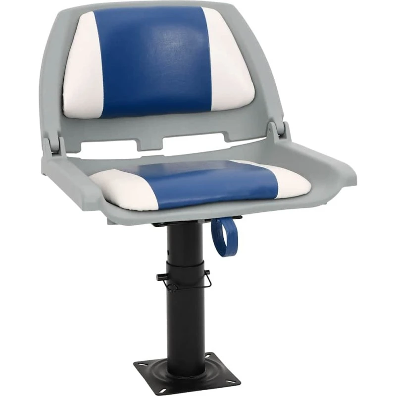 vidaXL bådsædesæt 2 dele 48x51x41 cm foldbart blå/hvid