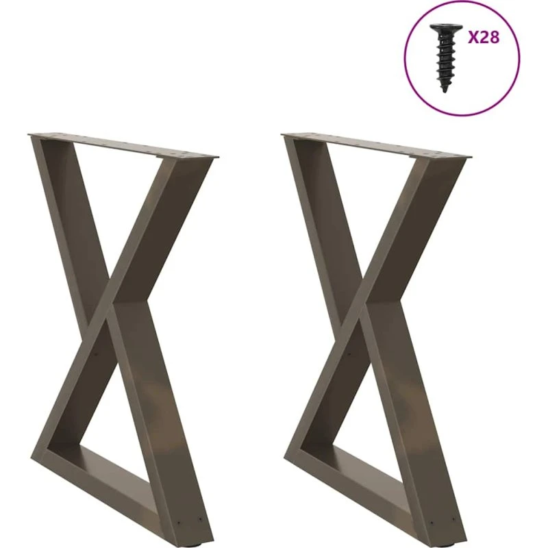 vidaXL spisebordsben 2 stk. naturstål 70 x (72-73,3) cm