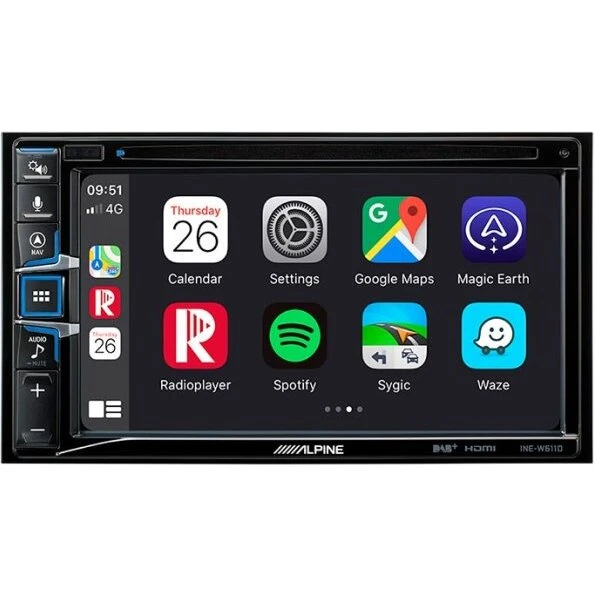 Alpine INE-W611D 2-DIN autoradio med navigation, CarPlay/Android