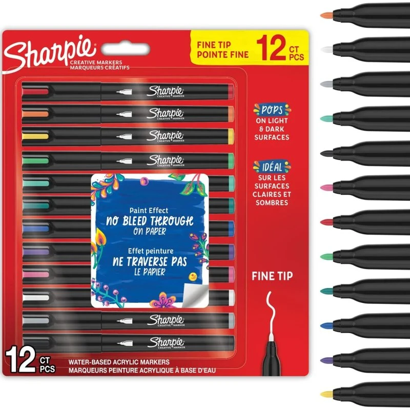 Sharpie Creative akrylmarker, fin spids, 12 stk (assort.)