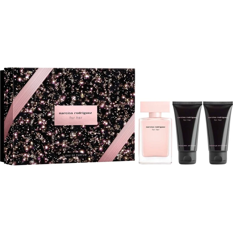 Narciso Rodriguez For Her Gavesæt 50 ml EdP + 50 ml Lotion + 50 ml Gel
