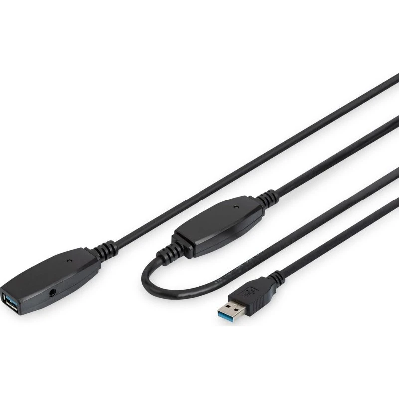 DIGITUS USB-A forlængerkabel 15 m USB 3.2 Gen 1, aktiv, sort