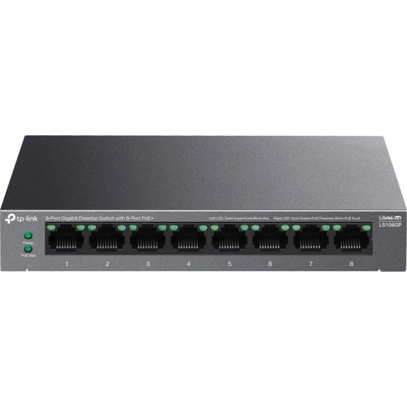 TP-Link LiteWave LS108GP 8-port Gigabit PoE+ (62W)