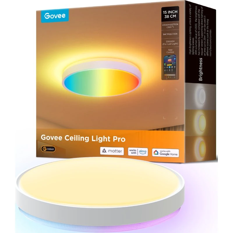 Govee Rund Smart Loftlampe 15-tommer (RGBIC+WW)