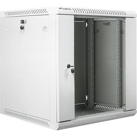 Lanberg 19" vægmonteret rack 12U 60×60 cm, grå, glasdør