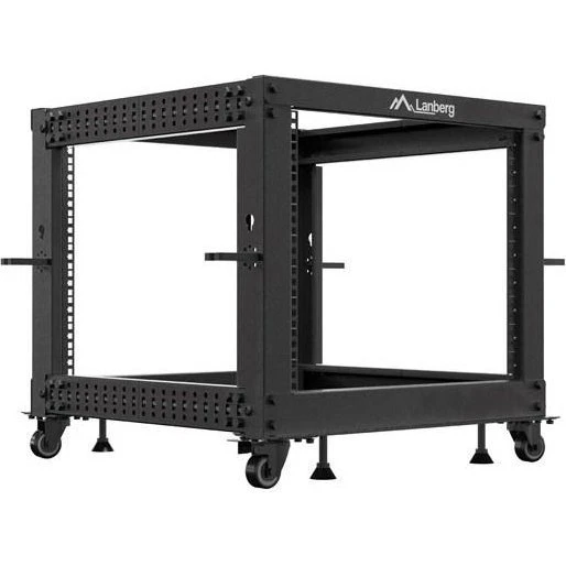 Lanberg 19" 9U åbent gulvrack 600x600 justerbar, sort