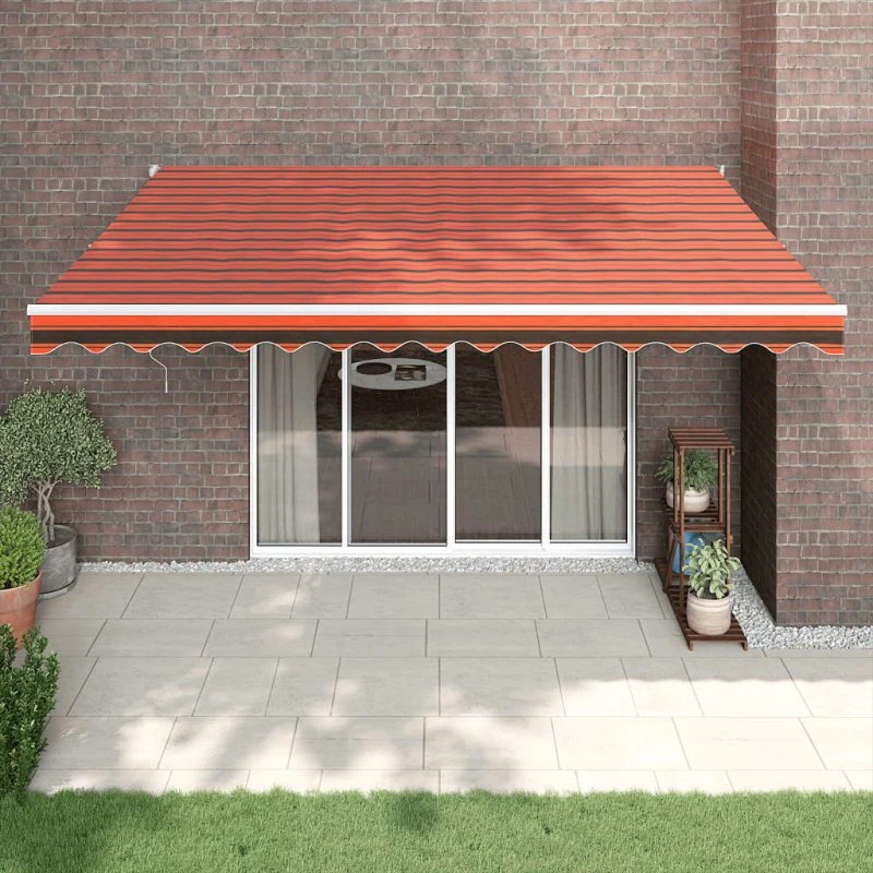 vidaXL foldemarkise 4,5x3 m manuel aluminium orange/brun