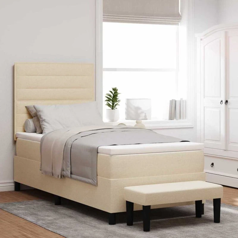 vidaXL Box spring seng med madras, creme, 100x200 cm