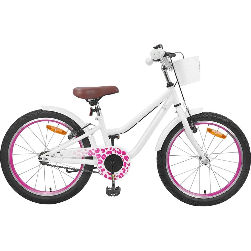 vidaXL Børnecykel 18 tommer med trænehjul til 5–7 år, hvid