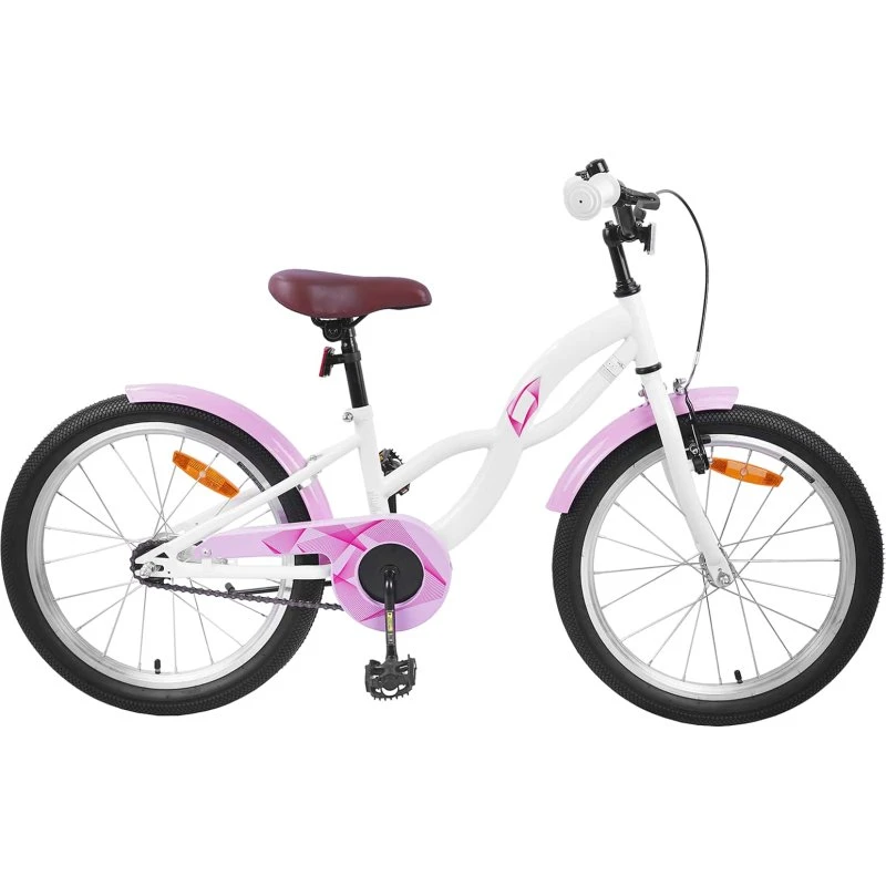 vidaXL Børnecykel 18 tommer til 5–7 år – Hvid