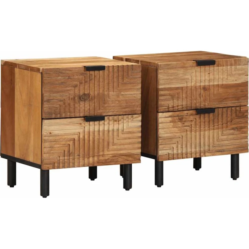 vidaXL sengeborde 2 stk. 40x33x46 cm massivt akacietræ