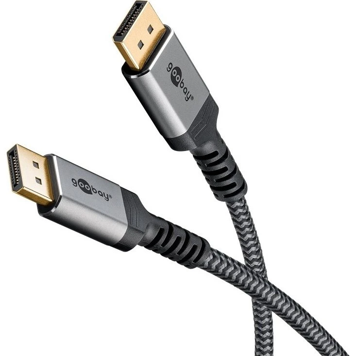 goobay DisplayPort 2.1 kabel 3 m, DP han–han, grå
