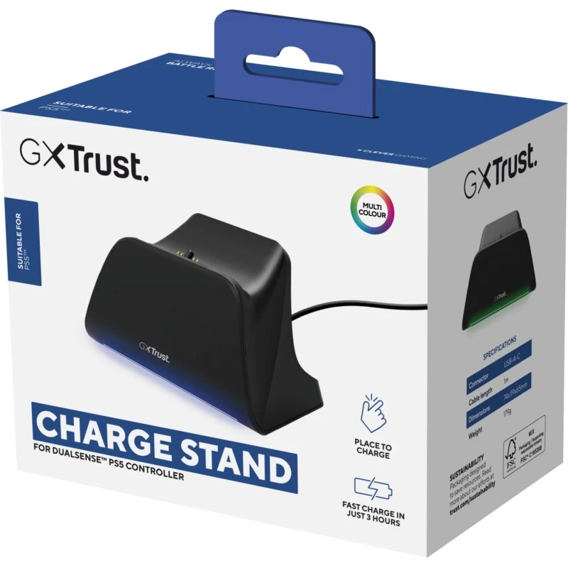 Trust GXT 255 PS5 opladestativ – sort