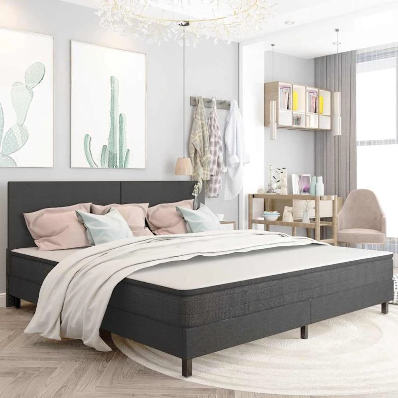 vidaXL sengestel til boxmadras 200x200 cm i gråt stof