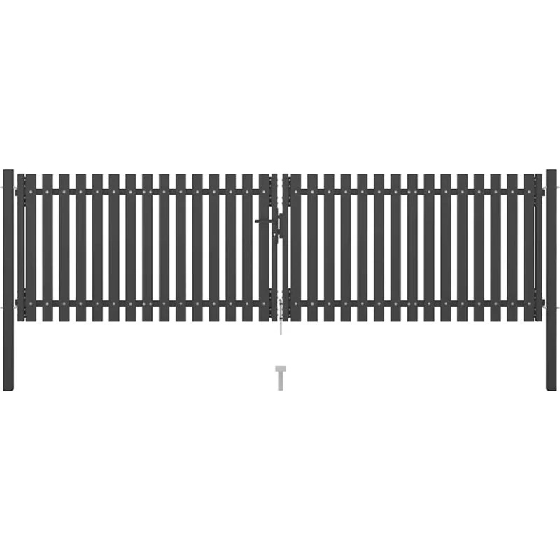 vidaXL havehegnslåge i stål 400x75 cm - antracitgrå