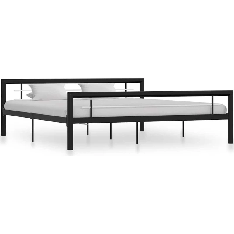 vidaXL sengestel 180x200 cm i metal – sort/hvid