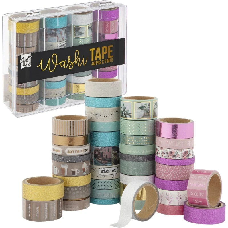 Creative Craft Group Washi tape 40 stk. i opbevaringsboks