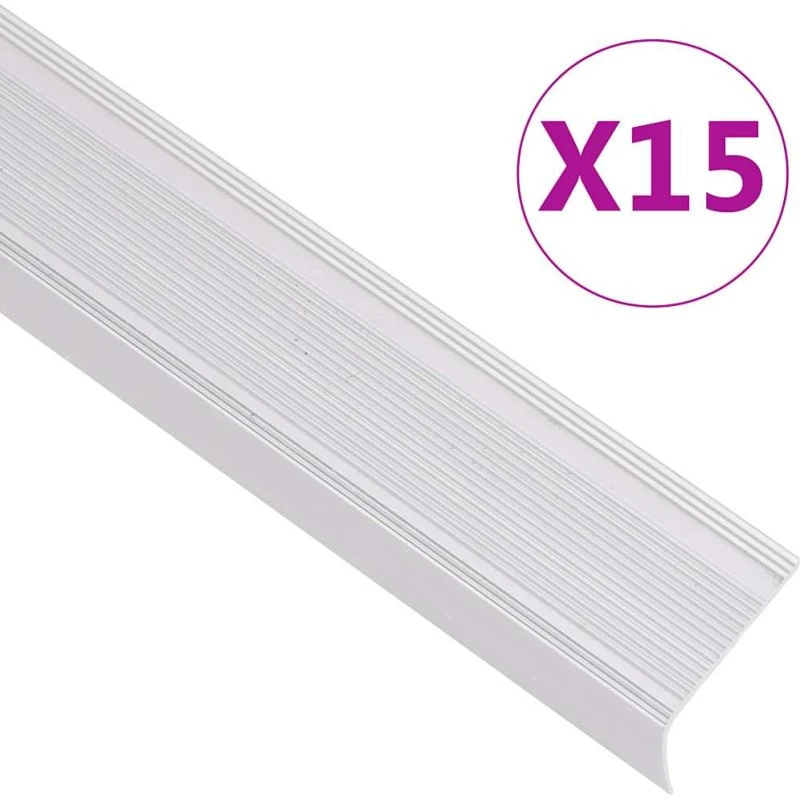 vidaXL trappeliste L-facon 90 cm 15 stk. aluminium sølvfarvet