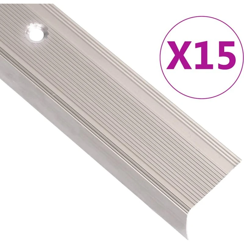 vidaXL trappelister L-facon 100 cm, 15 stk., aluminium/champagne