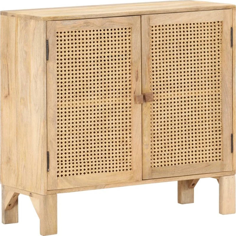 vidaXL skænk 80x30x73 cm i massivt mangotræ og rørflet