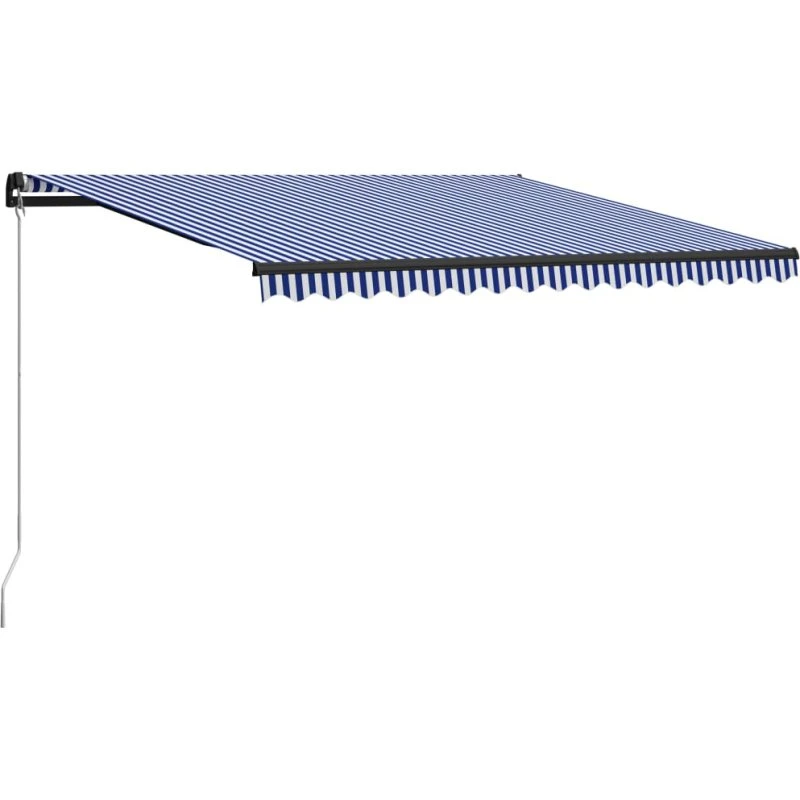 vidaXL foldemarkise 450x300 cm manuel, blå/hvid