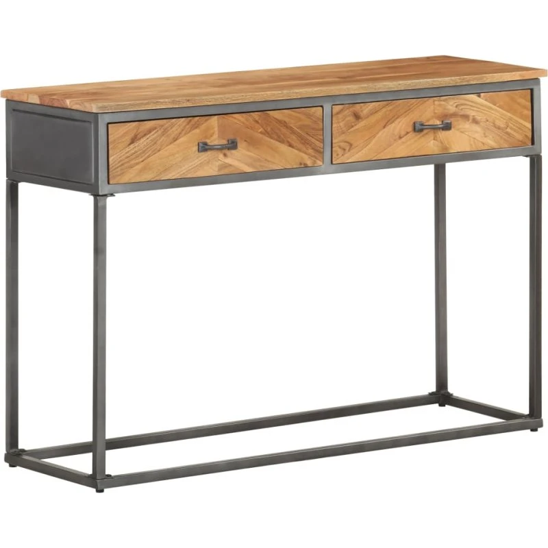 vidaXL konsolbord 110x35x75 cm massivt akacietræ, stålstel