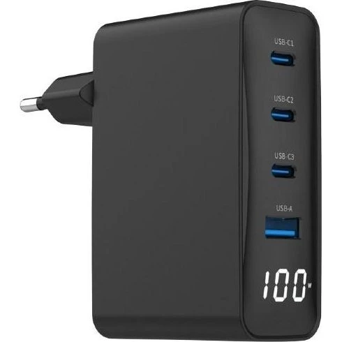 Gembird 100W USB-oplader 3xUSB-C + 1xUSB-A, sort