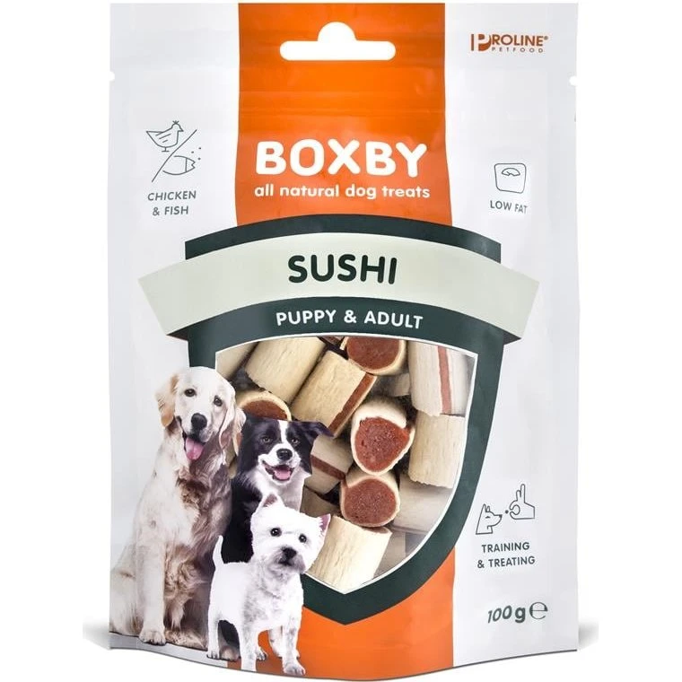 BOXBY Sushi hundegodbidder 100 g – Puppy & Adult