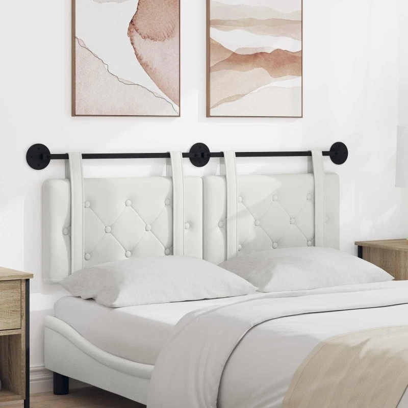 vidaXL Væghængt Hovedgavl 150 x 55 x 5 cm Hvid - Faux læder