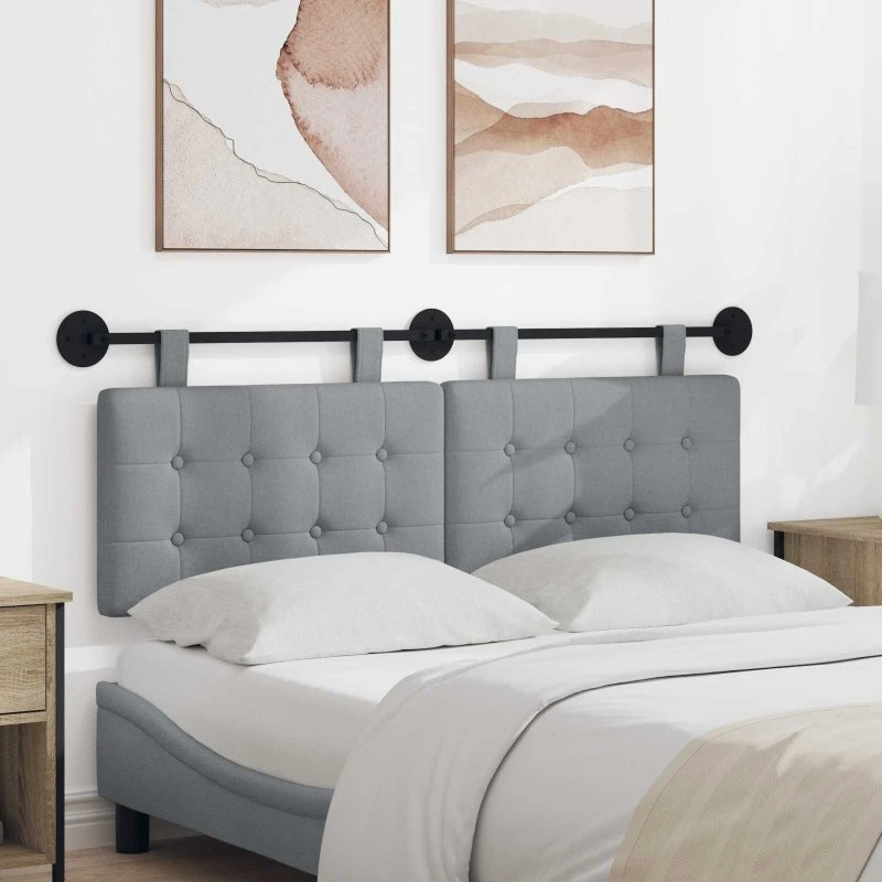 vidaXL Hængende Sengegavl Vægmonteret Lysegrå 150x55x5 cm Stof