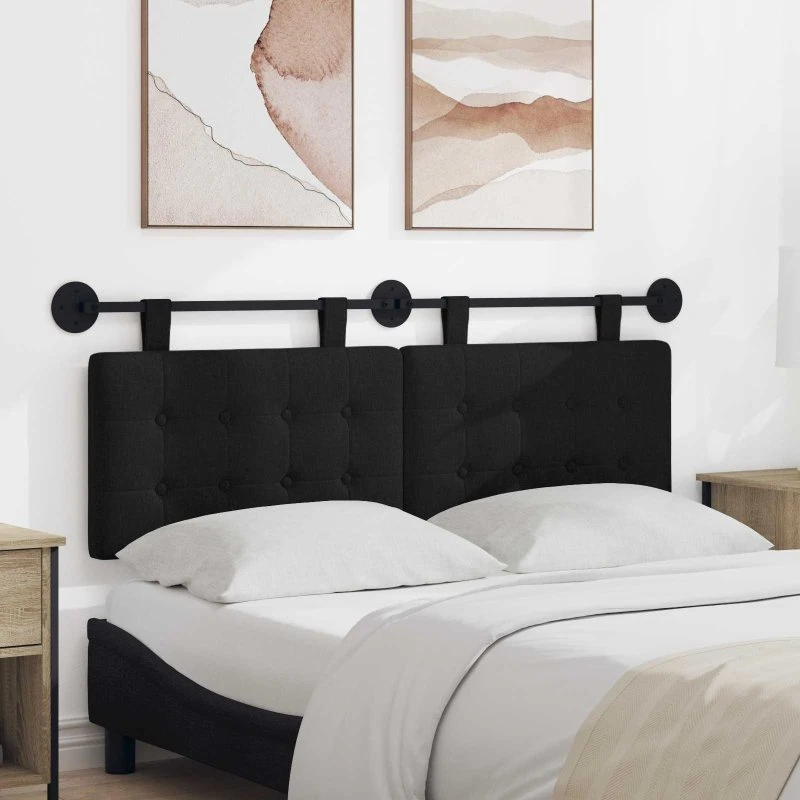 vidaXL Hængende Hovedgavl Vægmonteret Sort 150x55x5 cm Stof