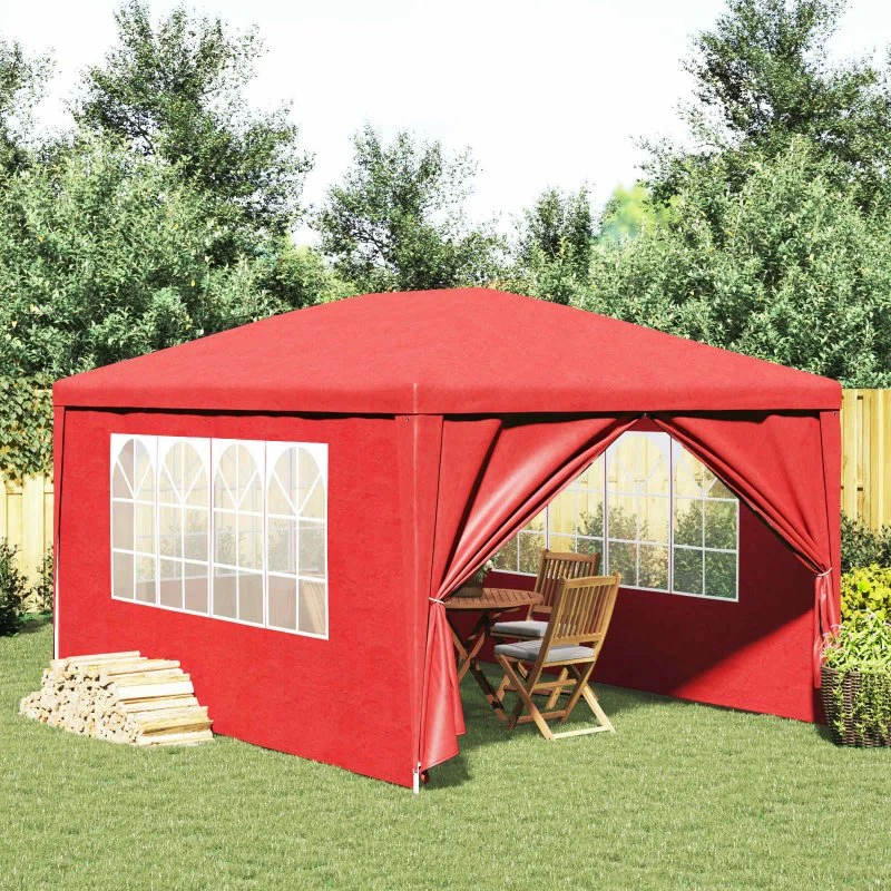 vidaXL Partytelt med væg Rød 400x300x255 cm (PE/Stål)
