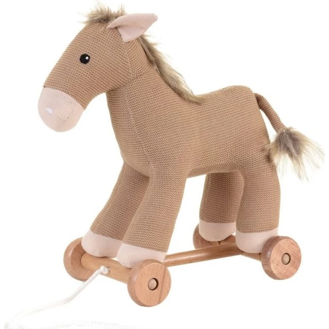 Egmont Toys Henry træk-hest i stof på træhjul 25x30x15 cm