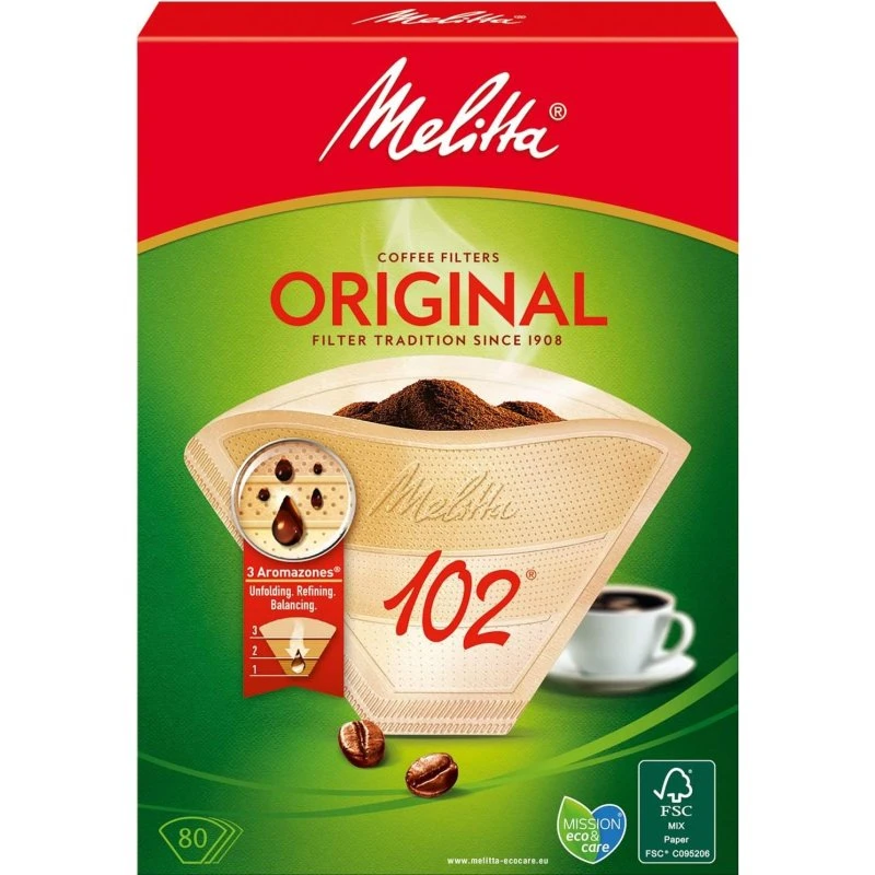 Melitta Kaffefilter 102, 80 stk – Original, 100% komposterbart