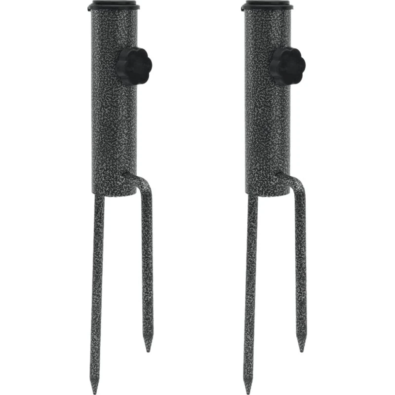 vidaXL Parasolholdere 2 stk. jordspyd 9x35 cm galvaniseret stål
