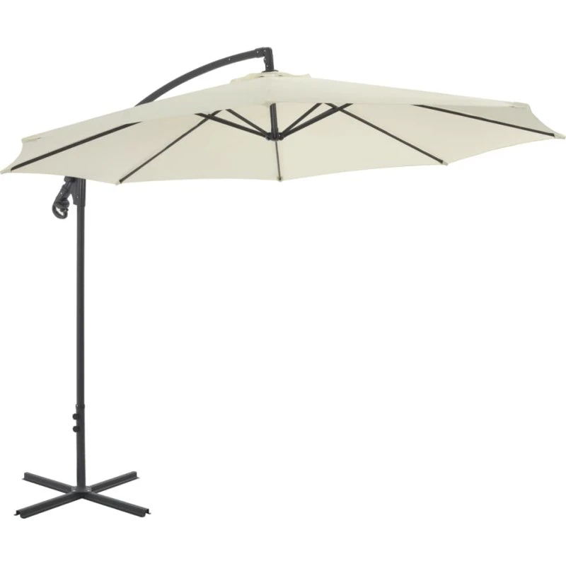 vidaXL hængeparasol 300 cm stålstang – sandfarvet