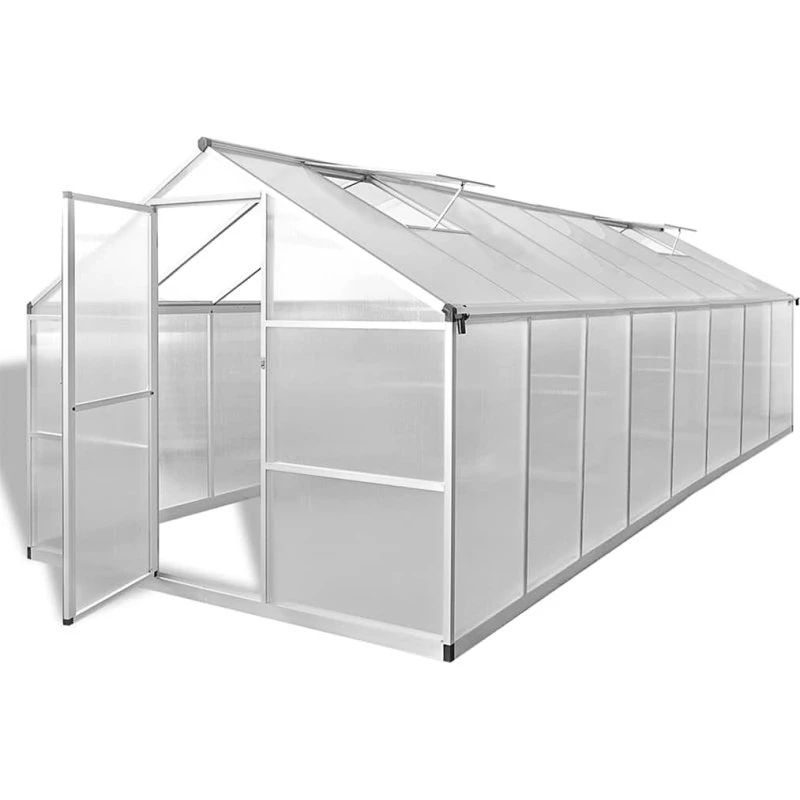 vidaXL drivhus 481x250x195 cm aluminium 23,44 m³
